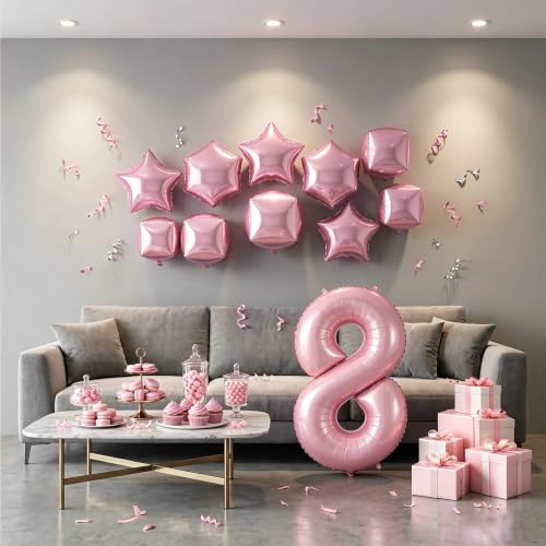 Image of Number Balloons Pink Party Balloon - Giant Number 8 Balloon, 40 Inch Large Balloon, Birthday Decorations for Women, Birthday Balloon for Anniversary Baby Shower Princess Party Decorations