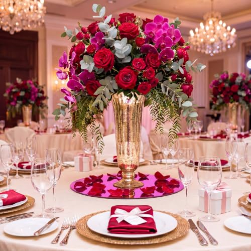 Image of Thyle 12 Pcs 10 Inch Round Mirrors for Tables Centerpieces, Purple | Circle Mirror Trays Plates for Candles, for Wedding Baby Shower Christmas Party Decorations, Lightweight, 1mm