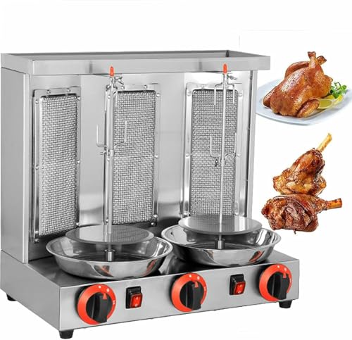 Commercial Vertical Kebab Grill Machine - Electric Gyro Meat Rotisserie with Adjustable Burners, 50-350℃ for Home &amp; Restaurant Use (Silver, Large)