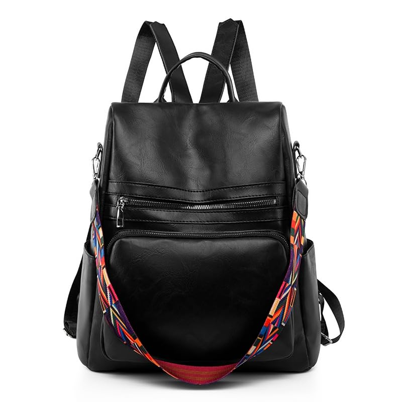 Mochila Bolsa Feminina GRANDE Escolar Trabalho Viagem Couro Sintético(Preto)