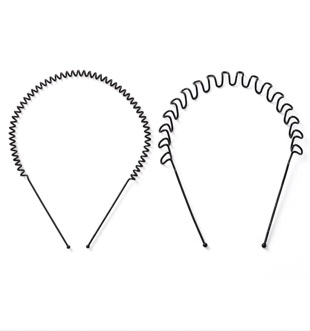 Glaze Black Metal Wire Wavy Headband, Zigzag Spring Hair Band for Men and Women, Set of 2-image-30