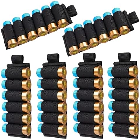 6 Packs 6 Rounds Shotgun Side Saddle Carrier. 12/20 Gauge Shotgun Shell Holder. Molle Buttstock Shotgun Card with Adhesive Back Sticker (Black) Cover