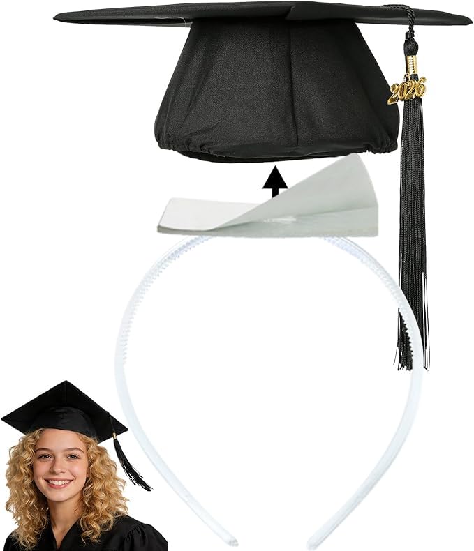 1pc Clear Graduation Cap Headband Insert - Invisible Anti-Fall Grad Cap Headband for Curly & All Hair Color All Day Comfortable & Firm Graduation Headband for Cap Removable Graduation Hat Headband