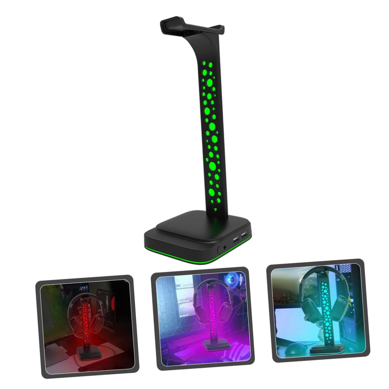 Gadpiparty Supporto Cuffie Rgb in Abs Nero per Gaming PC e Desktop | Trasmissione Dati, Uso Prolungato, Stile da Scrivania, Accessorio per Setup e Postazione