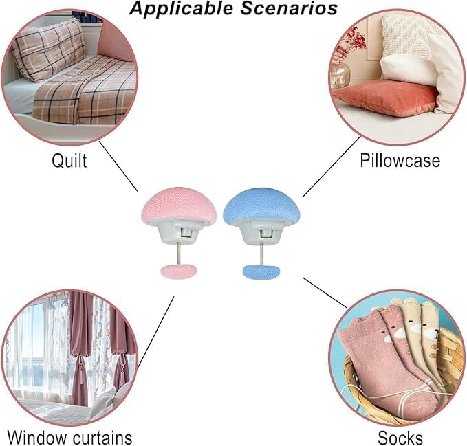 VIPREKHO Quilt Fixing Clips, Duvet Cover Clips,Mushroom Round Fixing Clips with One-Key Unlock for Blanket Bed Sheet Curtain Socks Mattress Covers | Pack of 12, Multicolor 3