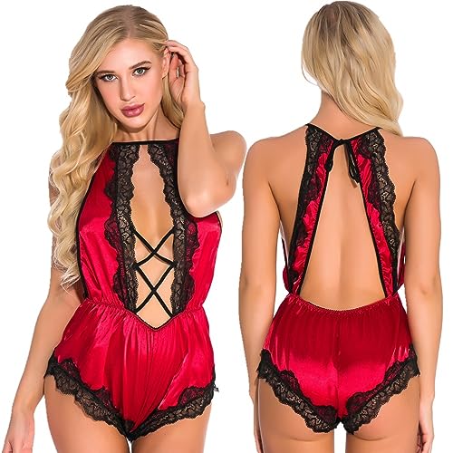 Lingerie sexy femme pour soirée romantique : body érotique dos nu en soie