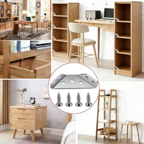 L Brackets for Wood - 12PCS Corner Brackets Universal Stainless Steel Furniture Corner Connector, Metal Angle Bracket Corner Braces for Wood, Small L Bracket for Shelves, Cabinet,Drawer,Chair,Table - Thumbnail 5
