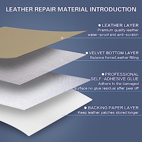 Self Adhesive Leather Repair Patch Kit, 31 in x 16 in Large Vinyl Leather Repair Tape for Furniture, Car Seat, Couch, Sofa, Chair Khaki 6 Self Adhesive Leather Repair Patch Kit, 31 in x 16 in Large Vinyl Leather Repair Tape for Furniture, Car Seat, Couch, Sofa, Chair Khaki