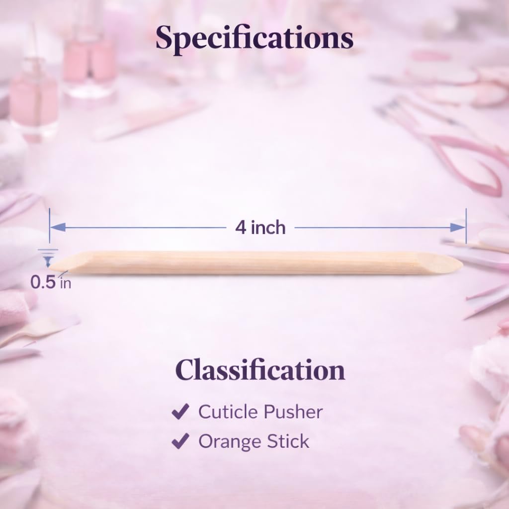 Trendy Look 24 Pcs Orange Wood Nail Sticks Double Sided Cuticle Pusher Remover Manicure Pedicure Tool 2