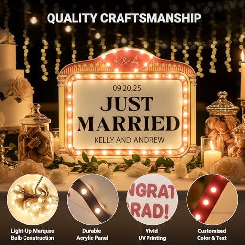 Image of Custom Bottle Service Sign for Graduation 2026, Personalized Light Up Marquee Sign for Yard Grad Party Decor, UV Printed LED Sign for College High School Graduations Reception Sweetheart Table Engagement Party Anniversary Birthday Decor