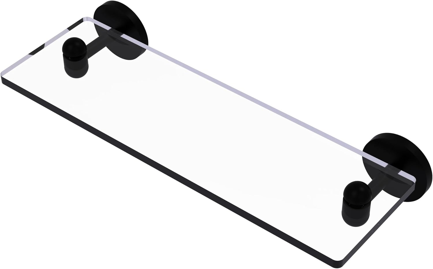 Allied Brass TA-1/16-BKM Tango Collection 16 Inch Glass Vanity Beveled Edges Shelf, Matte Black