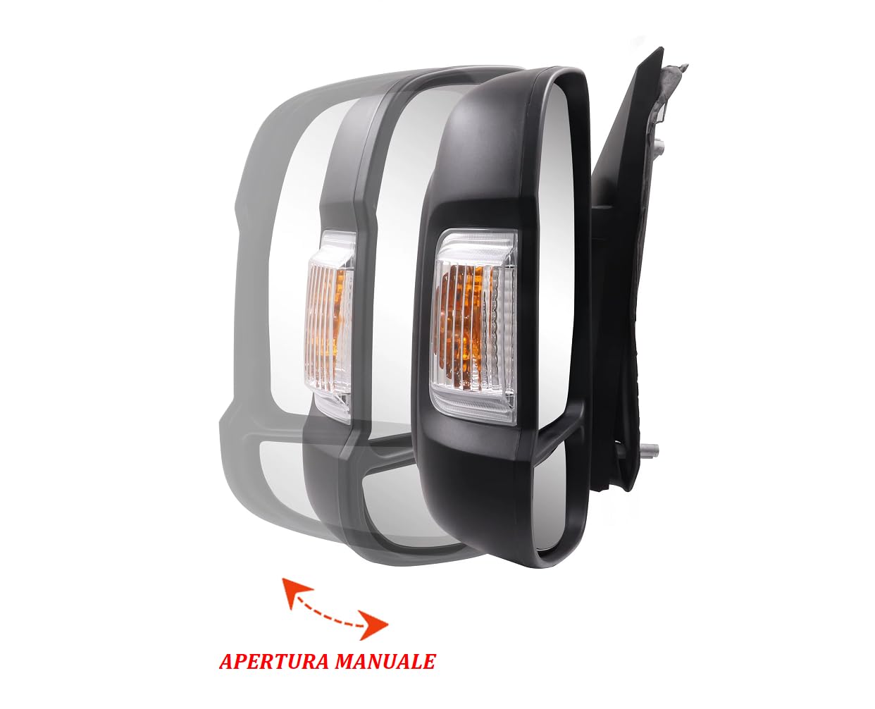 Specchietto Manuale Sinistro DUCATO Retrovisore SX Dal 2006-2024,Freccia Integrata Braccio Corto