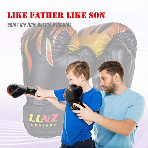 Luniquz Kids Boxing Gloves for Punching Bag Training, 4 OZ 6 OZ Fit 3 to 14 YR, Black - Thumbnail 4