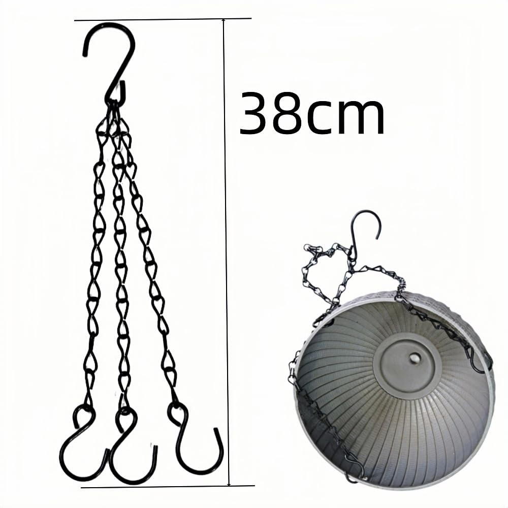 Chaîne de Panier Suspendu 6 Pcs avec Crochet Clip pour Jardinières Mangeoires Lanternes Noir