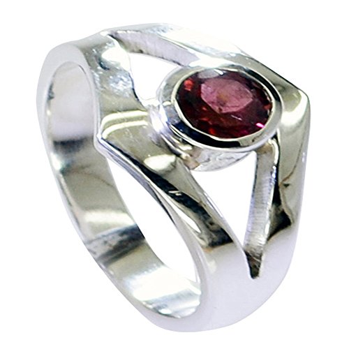 Bague en argent et grenat fin de style lunette artisanale faite main