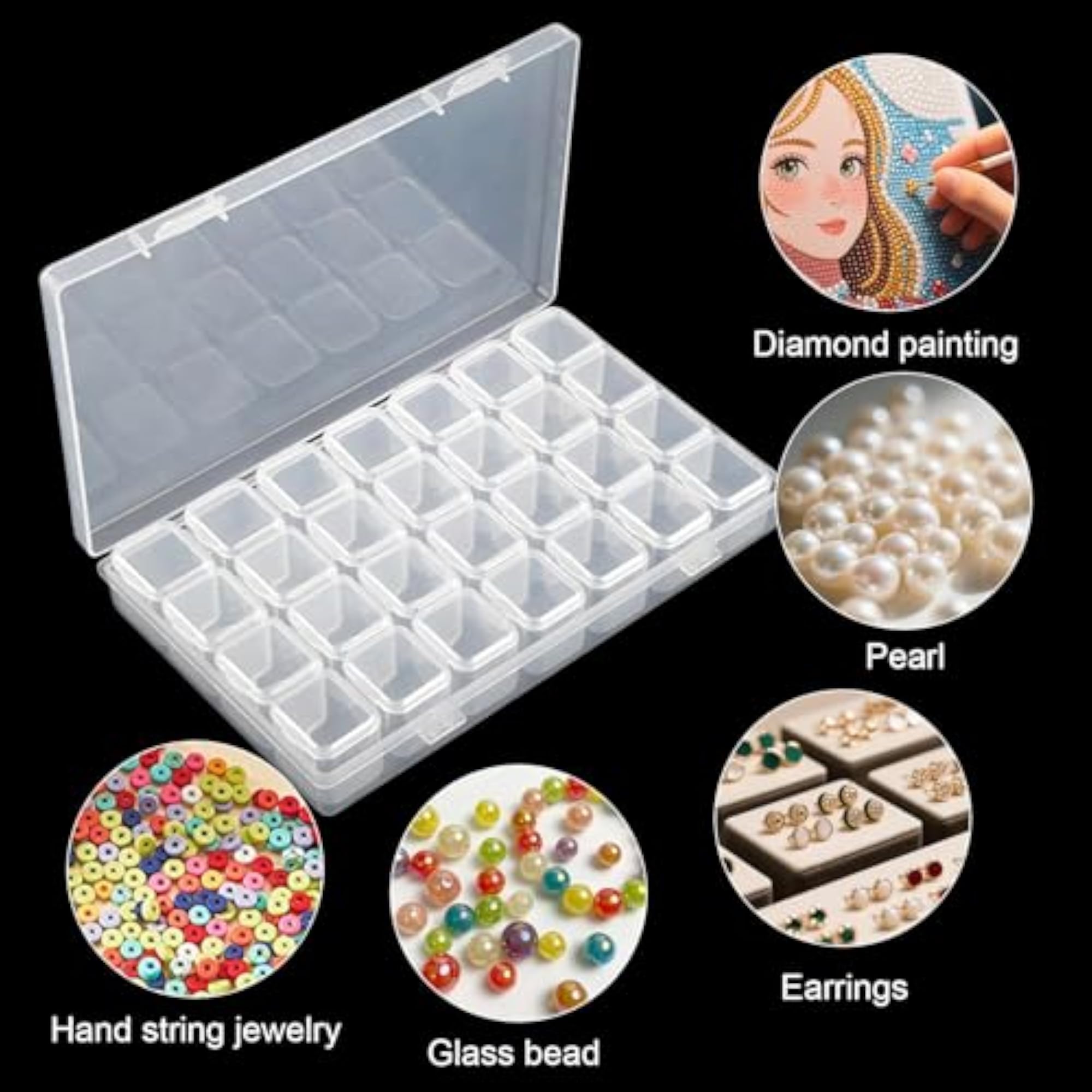 3Pcs Diamond Embroidery Box, Clear Bead Plastic Storage Containers