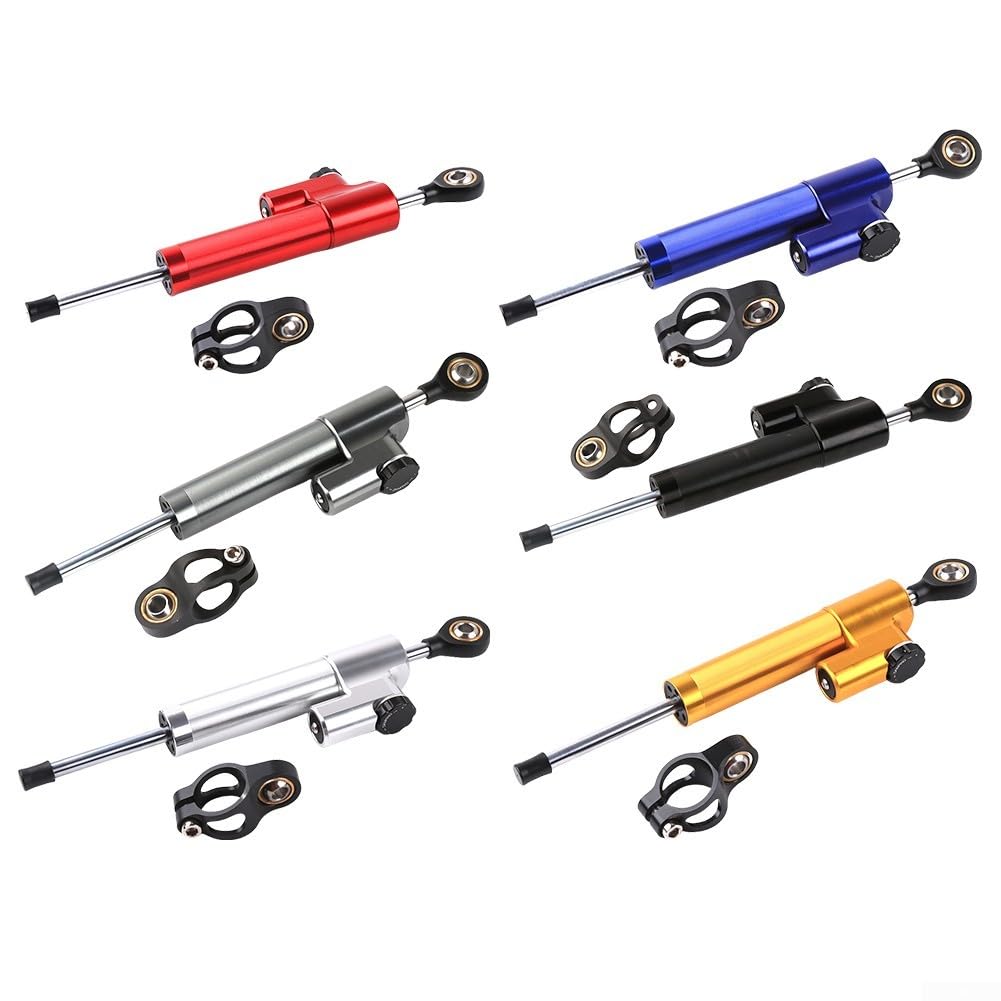 Zoegneer Motorrad-Lenkungsdämpfer Stabilisator Motorrad-Lenkerdämpfer Lenkerhalterung Dämpfer Lenkstabilisator 256 mm kurze Version (Titan)
