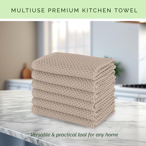 Elegant Comfort WAFFLE-TOWELS-6PK-13X13-TAUPE 100% Turkish Cotton 6-Pack Waffle Premium Kitchen Towels - Quick Drying And Super Absorbent Kitchen Dishcloth Towels thumb #4