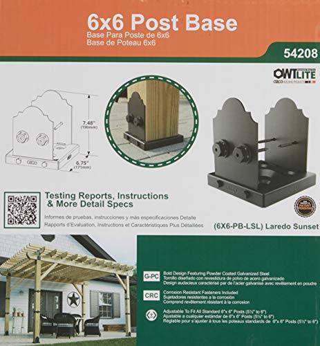 Ozco 54208 Laredo Sunset Lite 6X6 Post Base, (1 Per Pack) #TOP1