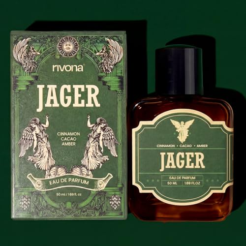 Image of Rivona Jager Eau De Parfum for Men 50ml - Long Lasting Sweet & Spicy Gourmand Perfume | Vanilla, Tobacco & Amber | Luxury Perfume for Men & Women