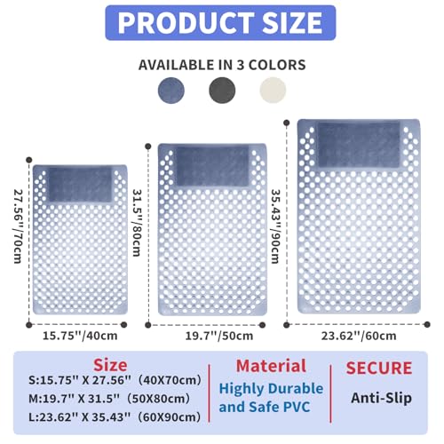 Merleu Bath Tub Shower Mat with Soft Shower Foot Scrubber Mat for Massage,Non Slip Bathtub Mat with Strong Suction Cups, Silicone Shower Foot Scrubber Mat (Dusty Blue, 31.5" X 19.7"(Rectangular)) by Merleu - Used condition - Image 2