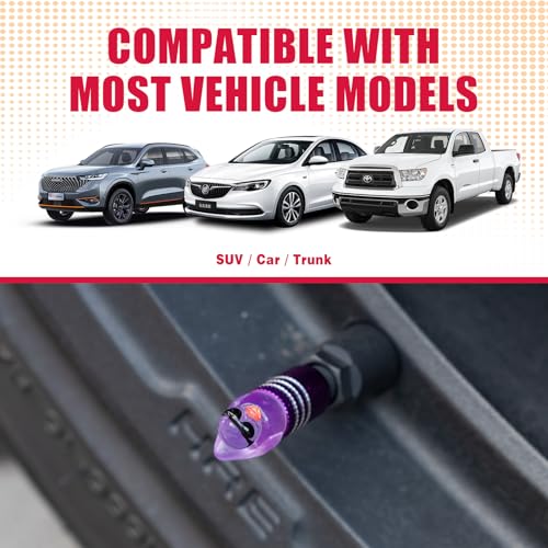 4Pcs Tire Valve Stem Cap Cover for Car SUV Truck, Valve Cover with Funny Duck Sunglasses, Decorative Tire Valve Caps Wheel Accessories (Purple Sunglasses Duck)