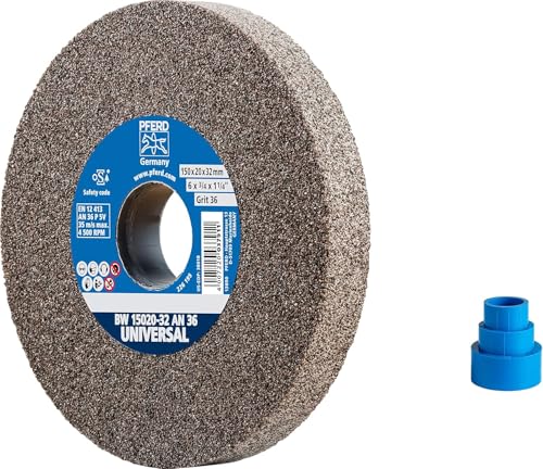 PFERD TOOLS Schleifbockscheibe UNIVERSAL, 150x20x32mm, A36, 39009708 – Harte Schleifscheibe für universelle Schleifaufgaben, mit Reduzierhülsen (25/20/16mm)