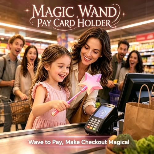 Image of Credit Card Wand, Contactless Payment Card Wand with Secure Slot, Fun Payment Experience for Everyday Use, Rainbow Color Star Design, Single Piece Credit Card Apply Tool