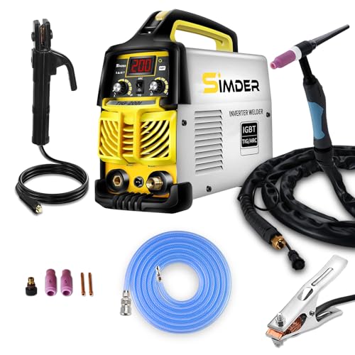 SSIMDER Tig Welder TIG-200 220V TIG Stick 2 in 1 Welding Machine MMA Arc Welding DC IGBT Inverter TIG Welder Welding Machine for Metal Fabrication/Automotive/DIY/Workshops