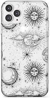Suns, Moons & Clouds Astrological Slim Phone Case for Iphone 11 TPU Protective Light Strong Cover with Zodiac Vintage Stars Space Moons