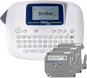 Combo 1 Rotulador Eletrônico Branco Portártil Brother Ptm95wt + 3 Fitas M231