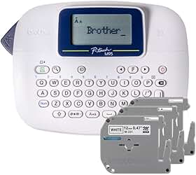 Combo 1 Rotulador Eletrônico Branco Portártil Brother Ptm95wt + 3 Fitas M231