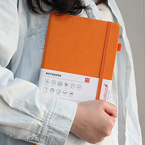 Deziliao Lined Journal Notebooks With Pen Loop, Hardcover Notebook Journal For Work, 100Gsm Premium Thick Paper With Inner Pocket, Medium 5.7''''X8.4'''', ?Orange, Ruled, 1 Pack #TOP6