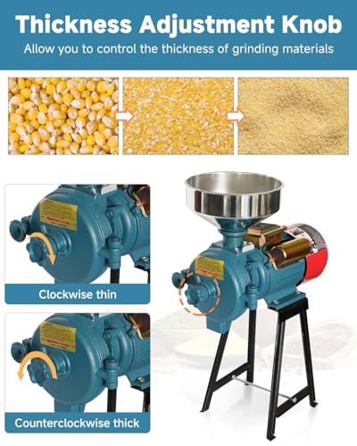 Image of NAIZEA Electric Grain Mill Grinder Corn Grinder, 3000W 110V Commercial Flour Mill Machine with Funnel, Feed Grinders for Corn, Wheat, Rice, Cereals,Molino de Maiz Electrico (Dry Grinders)