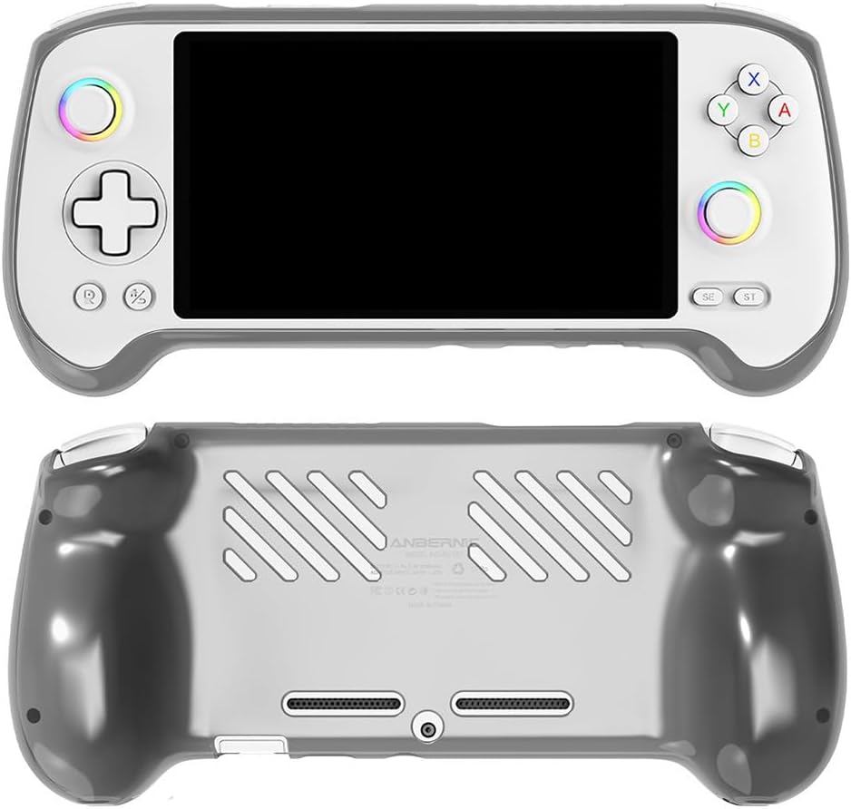 Walieoka Protective Case Compatible with ANBERNIC RG557,TPU Protective Cover Game Console with Ergonomic Grip - Anti-Collision and Non-Slip (Transparent Black)