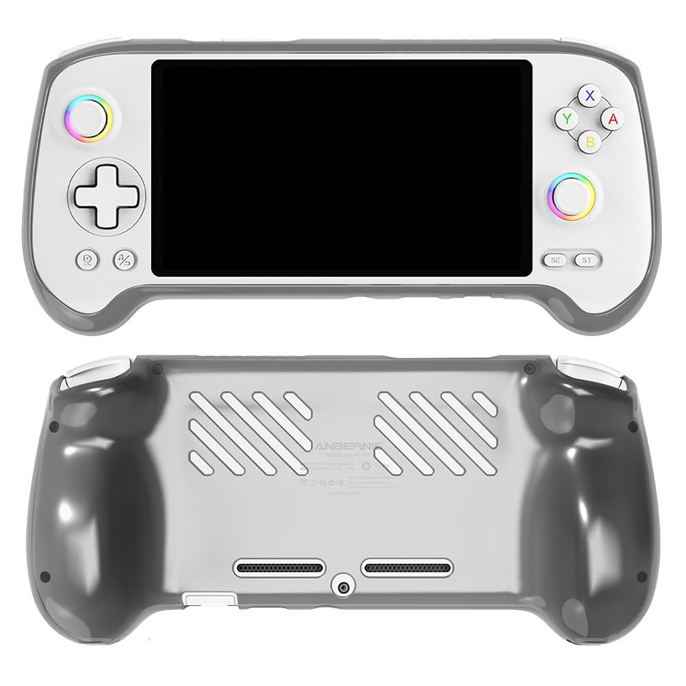 Walieoka Protective Case Compatible with ANBERNIC RG557,TPU Protective Cover Game Console with Ergonomic Grip - Anti-Collision and Non-Slip (Transparent Black)