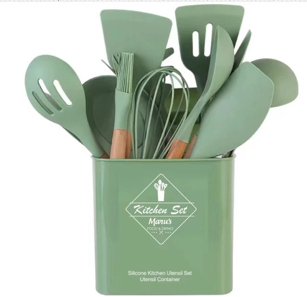 Ensemble d'ustensiles de Cuisine de Chef, 13 pièces, Ensemble d'ustensiles de Cuisine en Silicone (Vert)/595