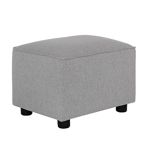 Evolur Holland Upholstered Ottoman Light Grey