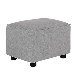 Evolur Holland Upholstered Ottoman in Light Grey, Foot Rest Stool for Nursing Moms, Tool-Free Assembly, Made for Every Décor
