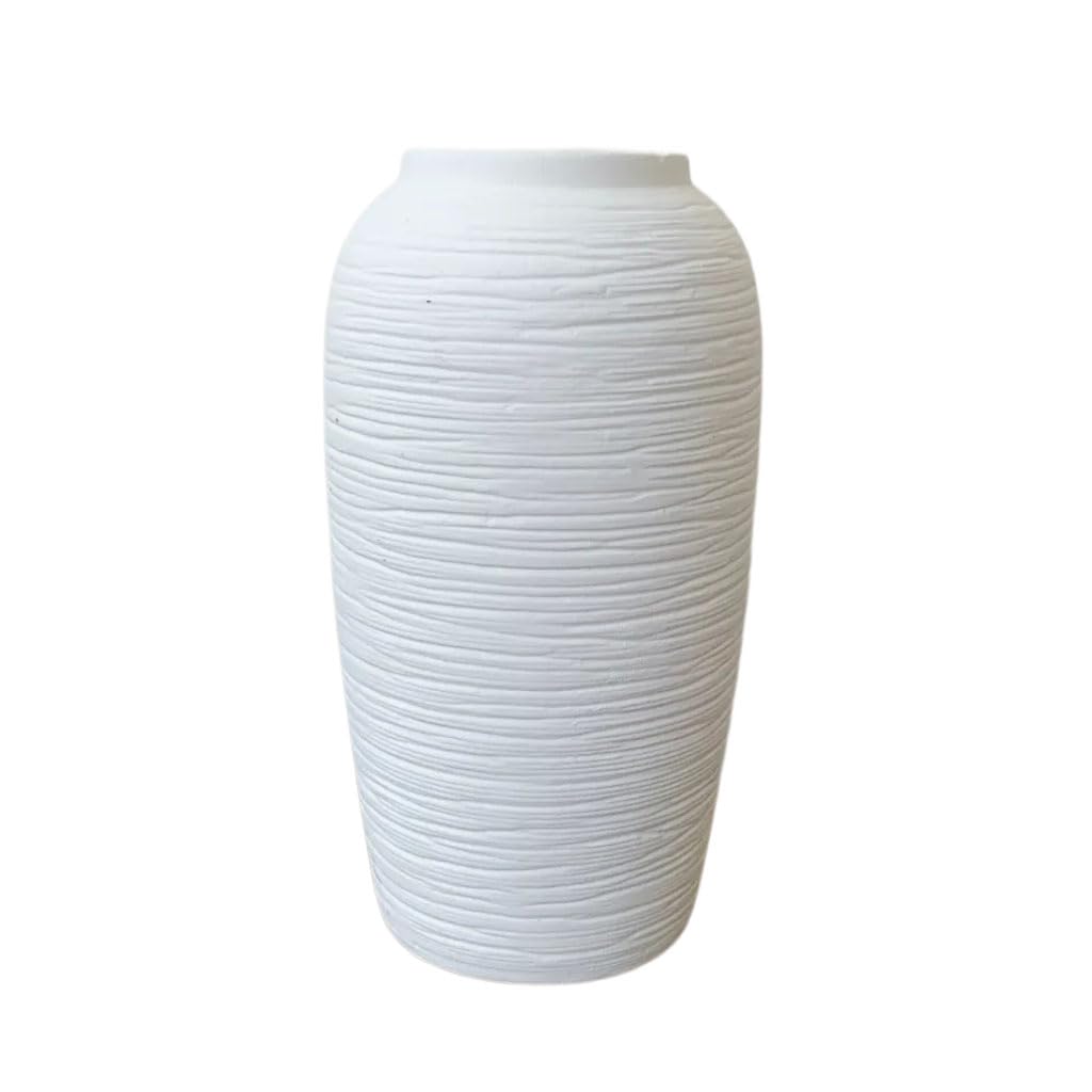 Jarrón mate Jarrón de cerámica Jarrón de flores minimalista Jarrones sencillos Decoración de mesa Para flores cortadas frescas Accesorios para el hogar y decoración para sala de estar,blanca,L