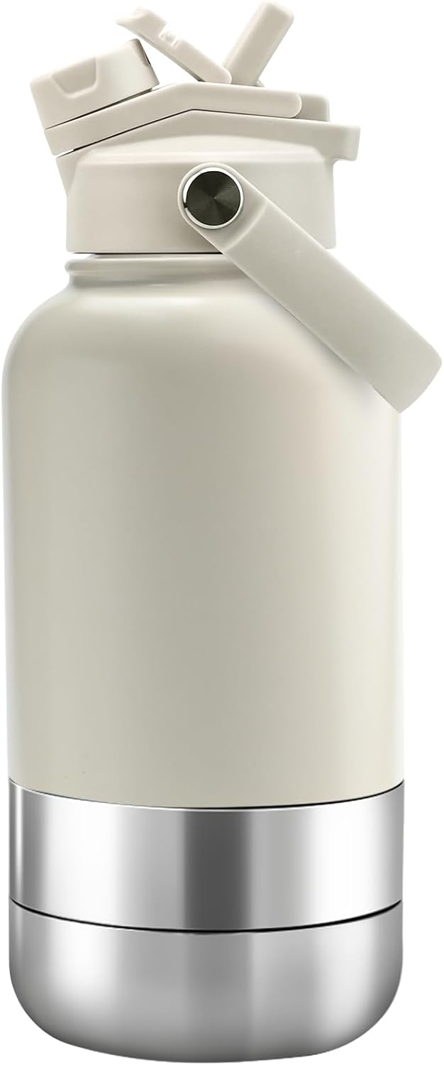 3 in 1 32oz Stainless Steel Water Flask and Pet Feeder (Pnk)