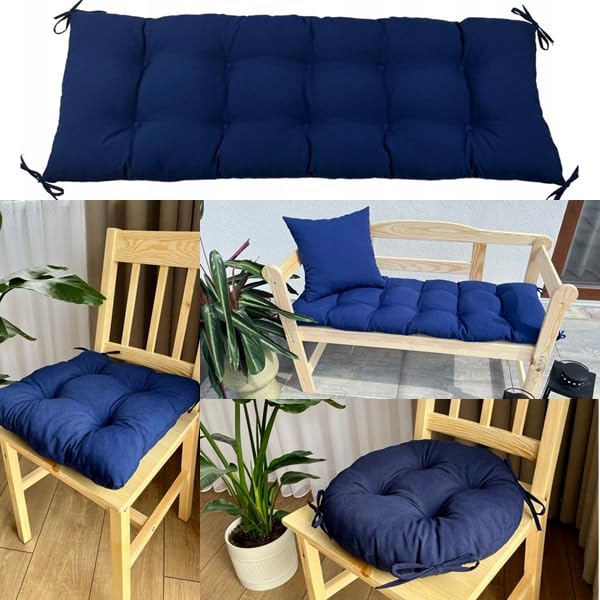 Cozyide Cuscini Per Sedie Da Esterno Impermeabili 4 Pezzi – 47x40 Cm Con Cinghie Regolabili – Blu Navy Per Giardino E Terrazzo - 5