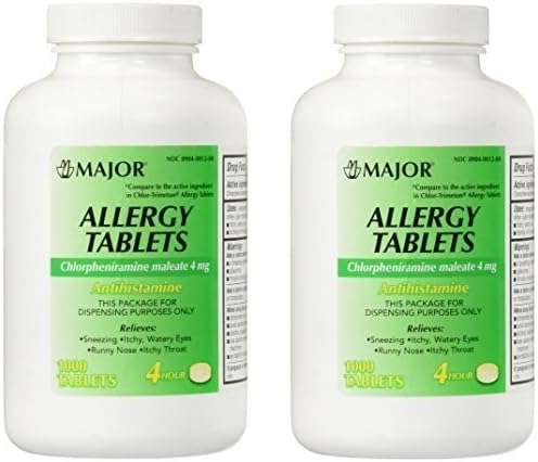 Chlorpheniramine Maleate anti-allergy advaced pharmaceuticl tablets, 4 mg - 1000 ea(Pack Of 2) by Chlorpheniramine