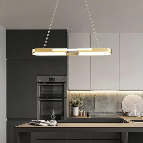 Miniatura 3 de Genérico Araña moderna, Chandelier LED Dimming Dining Table Wrought Iron Oval Pendant Lights Rectangle Restaurant Hanging Light Kitchen Living Room