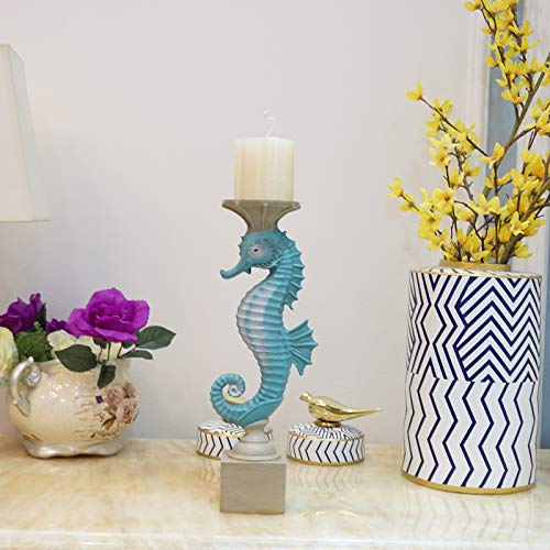 Seahorse Candle Holders For Candles Resin Antique Style Modern Decorative Candlestick For Table Wedding Dinning Beach Theme Party 11.6" H #TOP5