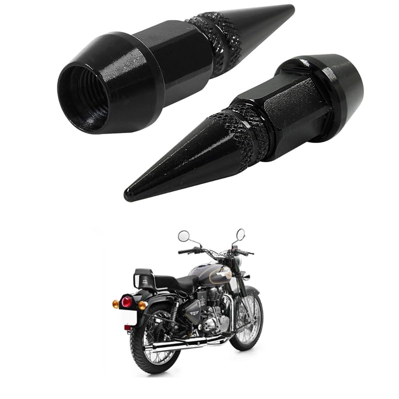 LOVMOTO Universal Spiked Valve Caps,Aluminum Alloy Dustproof and Waterproof Tire Valve Stem Caps, Suitable for Cars, Trucks and Motorcycles (2PCS Black) Comfortable with Bu-ll-et 500-picture-12