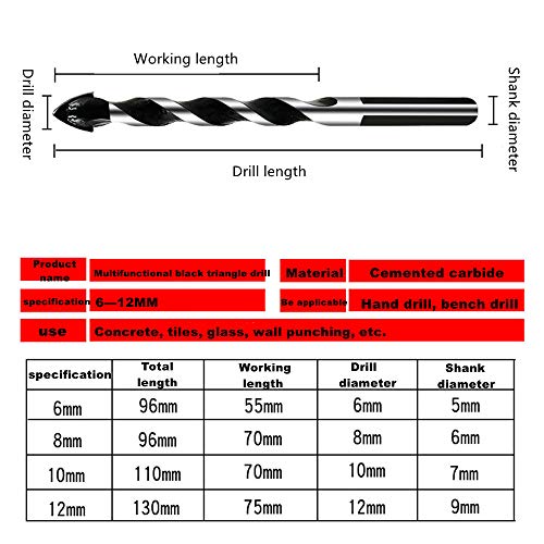 Toega 5Pcs Concrete Drill Bits, Masonry Drill Bit Set, For Tile, Brick, Cement, Concrete, Glass, Plastic, Cinder Block, Wood Etc, Best For Concrete And Brick Wall Ceramic Tile On #TOP5