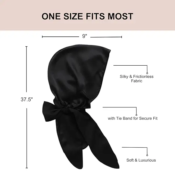 Kitsch Black Satin Sleep Cap, 1 EA 2