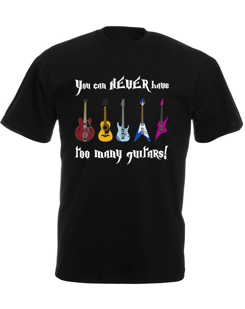 Brand88"You Can Never Have Too Many Guitars! Funny Novelty Crew Neck T-Shirt Unisex Short Sleeve Tee Top for Men Women and Teens