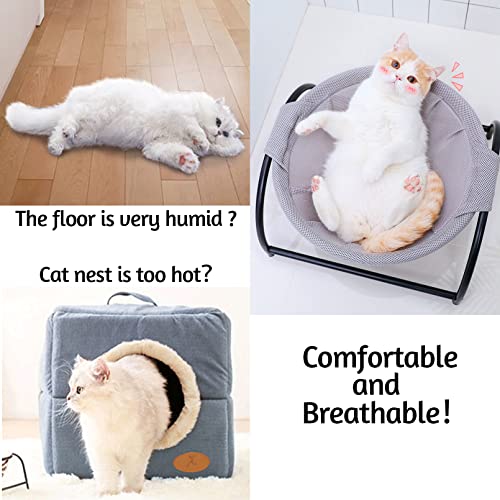 Fhiny Cat Hammock Bed, Removable & Washable Elevated Pet Hanging Nest Free-Standing Breathable Cooling Cot Sofa With Heavy Duty Iron Frames For Indoor Cats Kitten Puppy Sleeping #TOP2